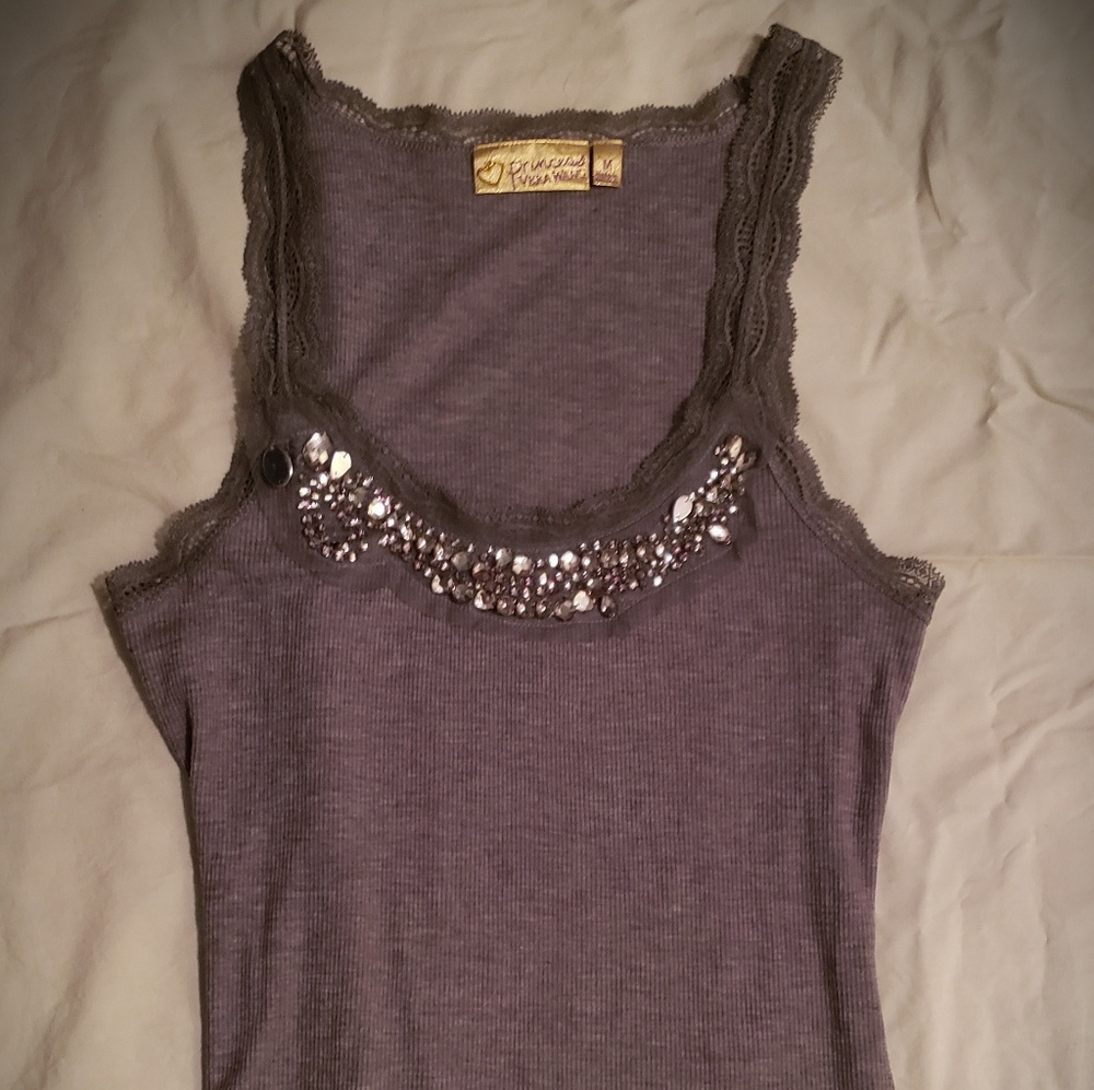 Bejeweled Lace Tank Top